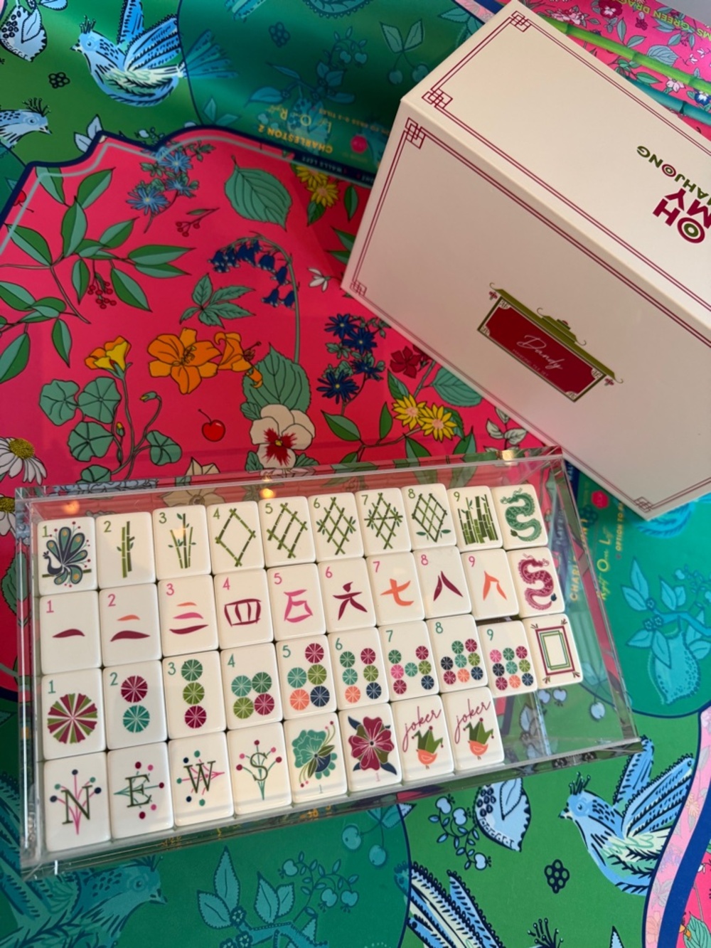 Oh My Mahjong Dandy Tiles, Enchanted Mat and Acrylic Storage Box